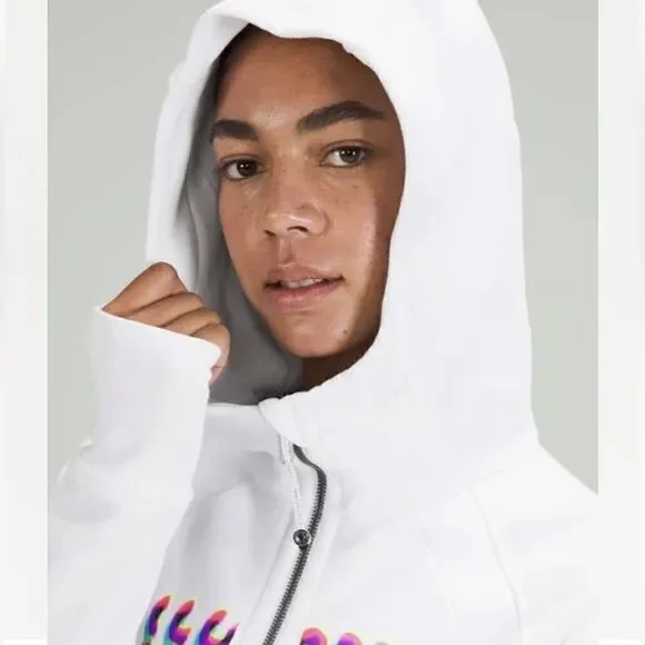 Lululemon Scuba Full Zip Hoodie White Seawheeze NEW - Picture 13 of 14